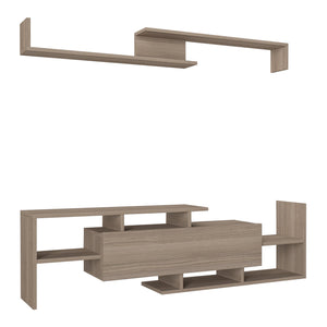 TV-bänk Liksefte med vägghylla 154x28x42 cm [en.casa]