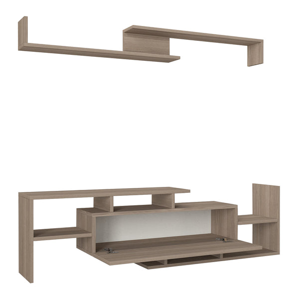 TV-bänk Liksefte med vägghylla 154x28x42 cm [en.casa]