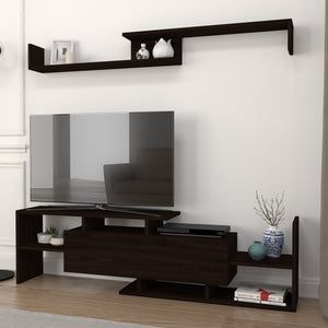 TV-bänk Liksefte med vägghylla 154x28x42 cm [en.casa]