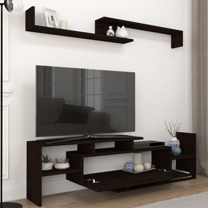 TV-bänk Liksefte med vägghylla 154x28x42 cm [en.casa]
