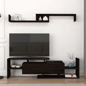 TV-bänk Liksefte med vägghylla 154x28x42 cm [en.casa]