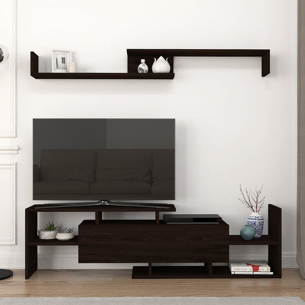 TV-bänk Liksefte med vägghylla 154x28x42 cm [en.casa]