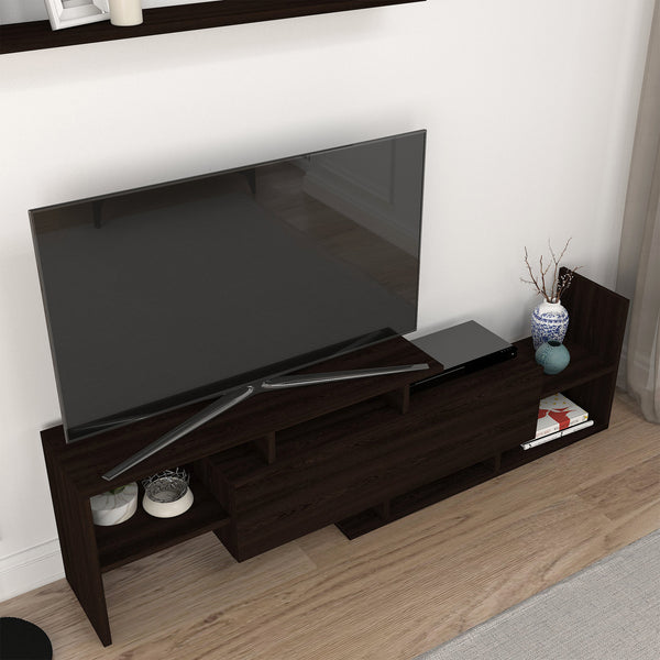 TV-bänk Liksefte med vägghylla 154x28x42 cm [en.casa]