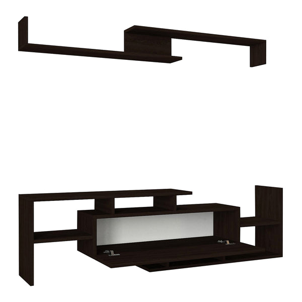 TV-bänk Liksefte med vägghylla 154x28x42 cm [en.casa]