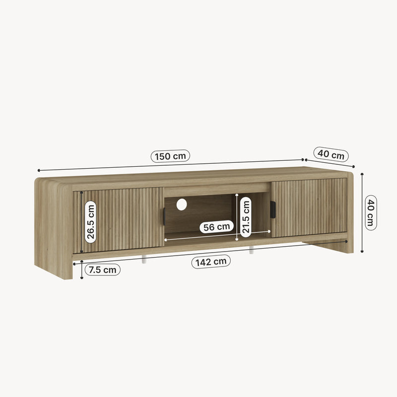 Måttskiss TV-bänk Lukkodso 150x40x40 cm [en.casa]