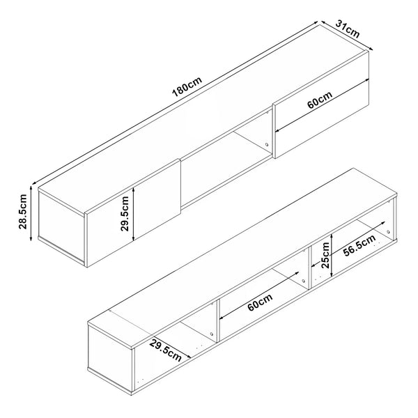 TV-bänk Paltamo 180x31x29,5cm i olika färger [en.casa]