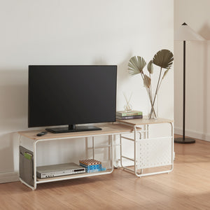 TV-bord Dyrøy med sidobord Vit/Ek [en.casa] - premiumXL