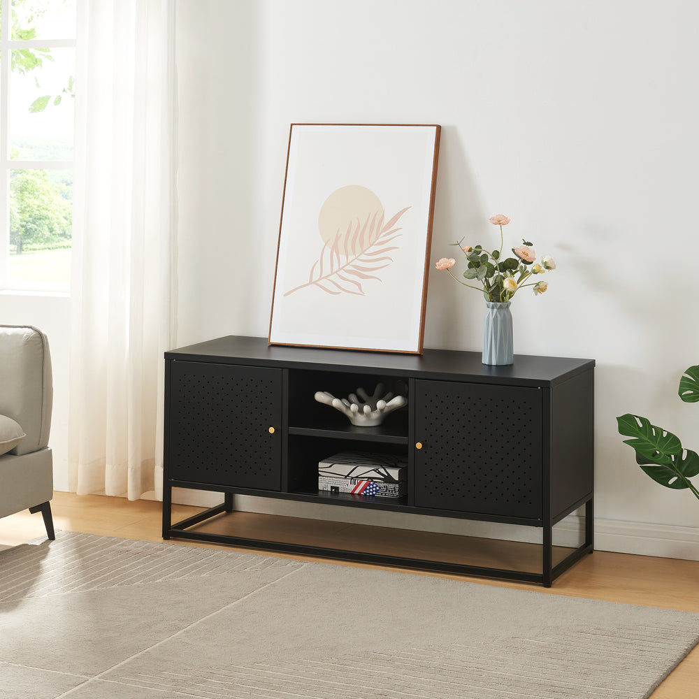 TV-bänk Janakkala stål svart [en.casa]