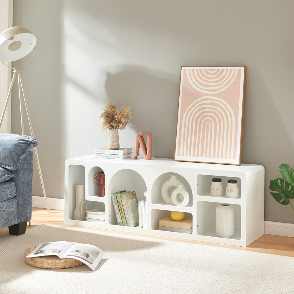 TV-bord Vågå 140x40x48 cm Vit [en.casa] - premiumXL