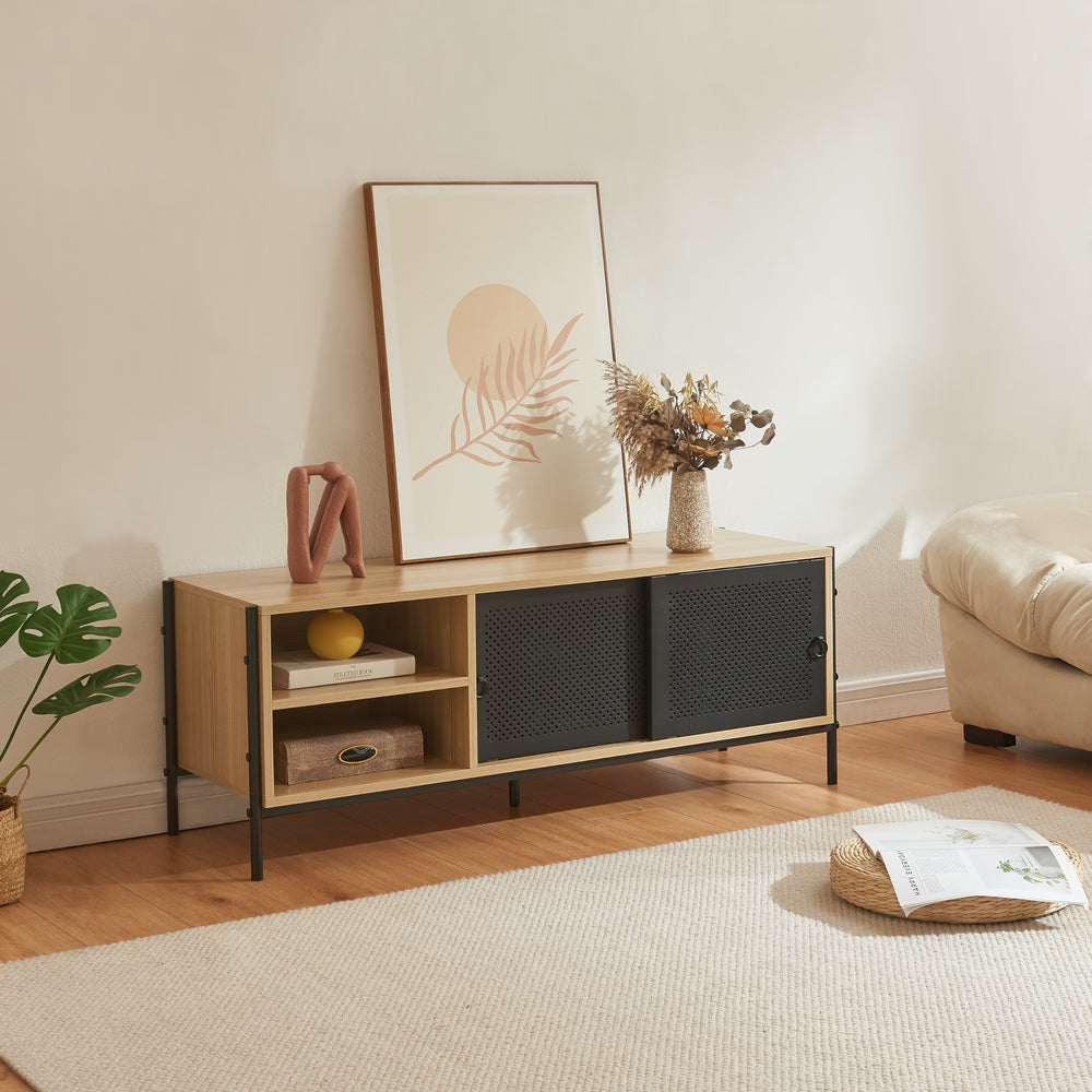 TV-bänk Tysnes 120x40x45 cm eklook/svart [en.casa] - premiumXL