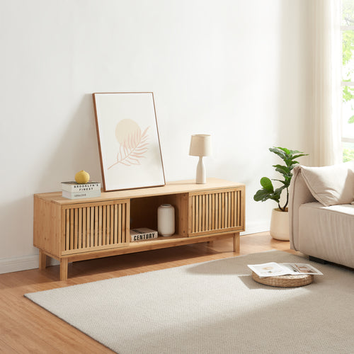 TV-skåp Ypäjä 150x42x50 cm bambu natur [en.casa] - premiumXL