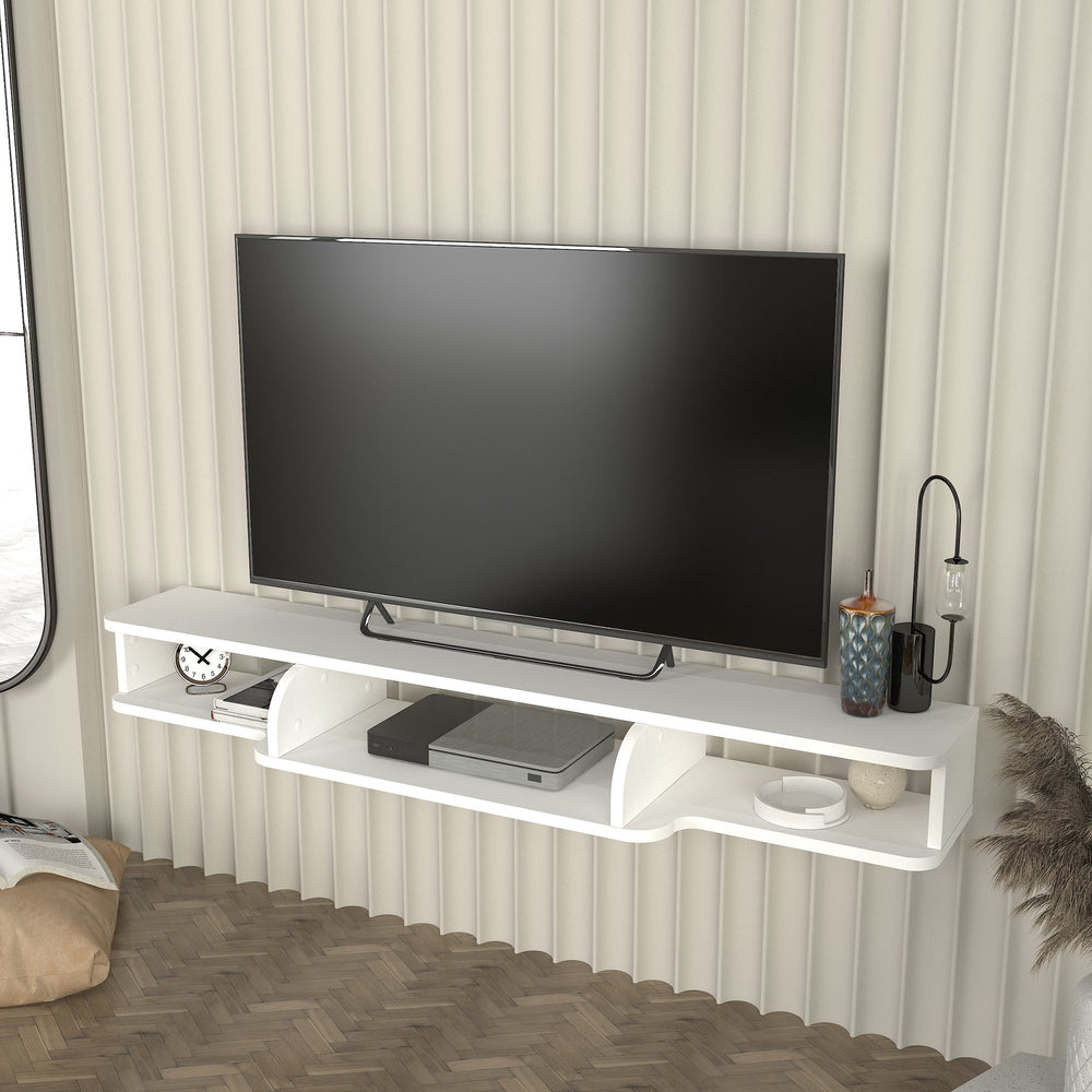 TV - Lowboard väggmonterad Aar 135x30x16 cm Vit [en.casa] - premiumXL