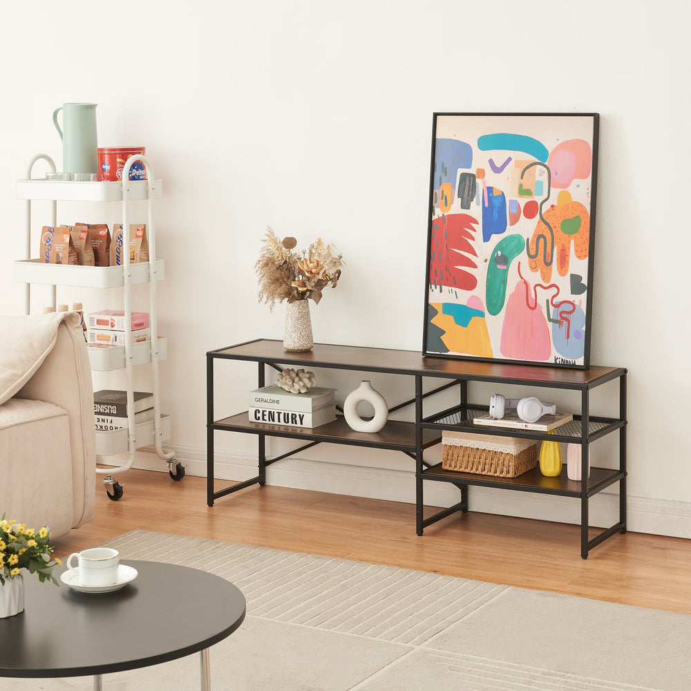 TV-bord Västiarharg 120x30x46 cm Svart/Valnötsutseende [en.casa] - premiumXL