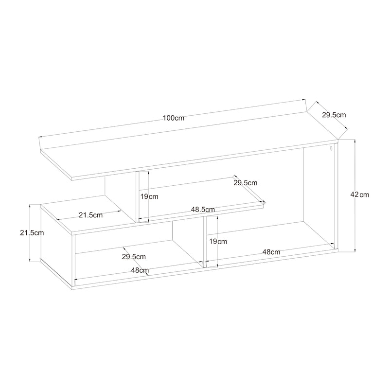Måttskiss Tv-bänk Anän 100x29,5x42 cm [en.casa]