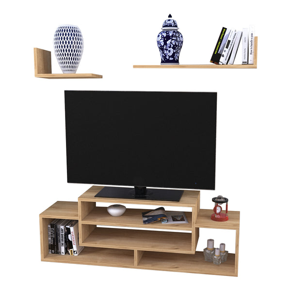 TV-bordset Kinn 3-del. med 2 hyllor [en.casa]