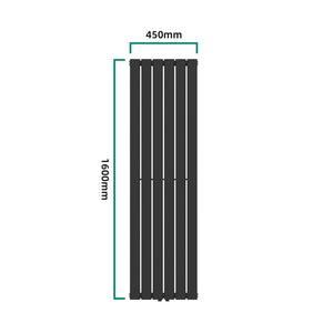 Designradiator Nore Svart 160x45cm Enkelt lager 790W [neu.haus]