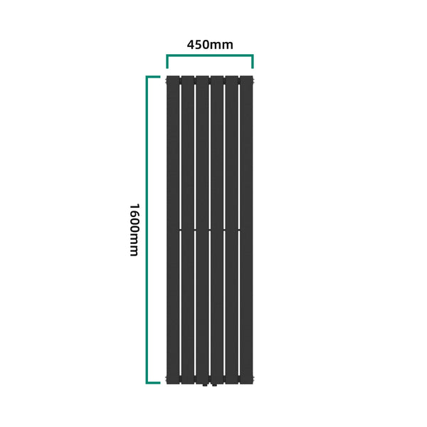 Designradiator Nore Svart 160x45cm Enkelt lager 790W [neu.haus]