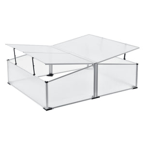 Mossel kylram med dubbelt tak 100x120x40 cm aluminium polykarbonat en.casa