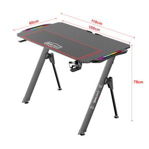 Spelbord Stockton med RGB LED-belysning svart i olika storlekar [pro.tec]