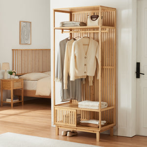 Garderobställ Ypäjä 187x80x47 cm bambu [en.casa] - premiumXL