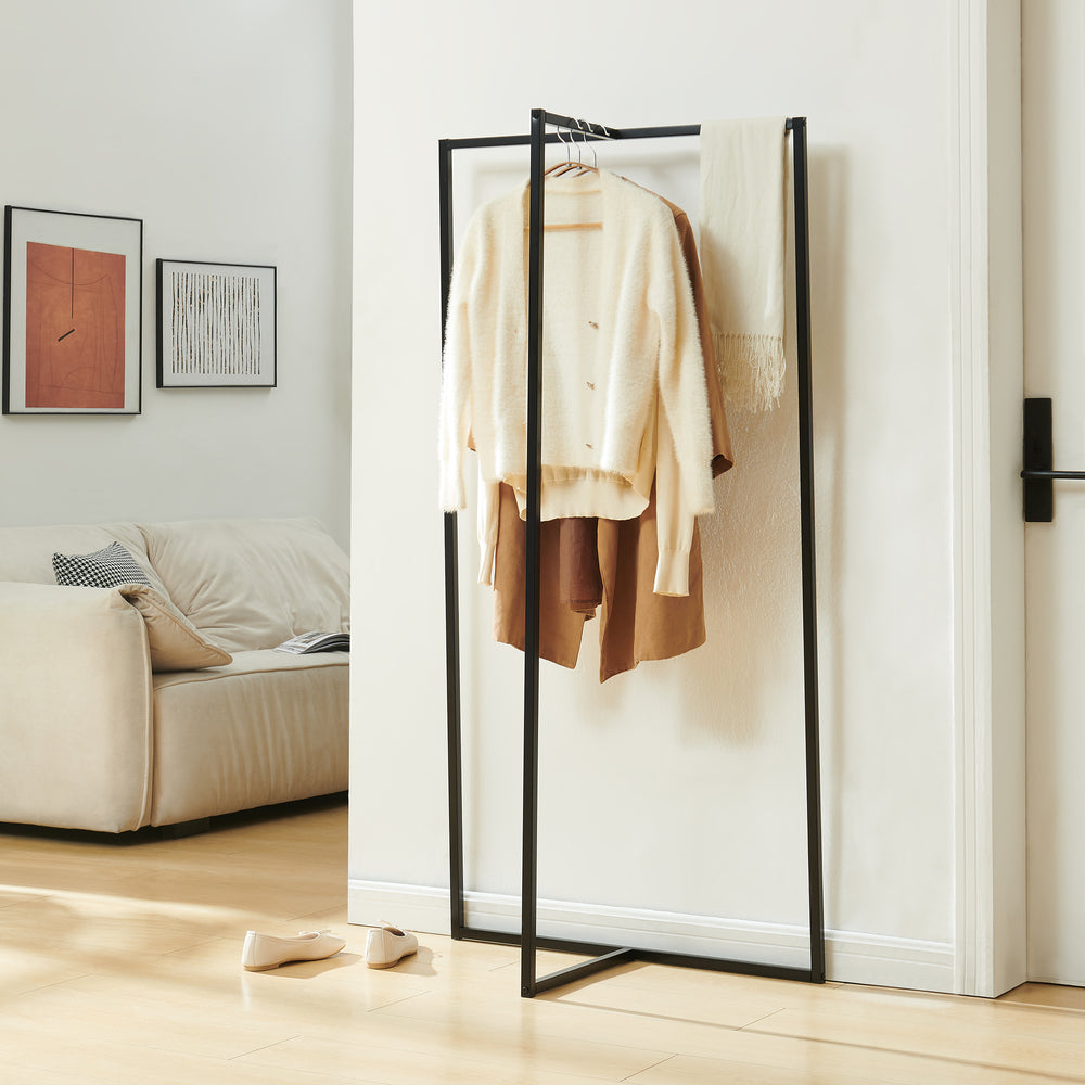 Garderobsställ Norjad 160x80x41 cm Metall Svart [en.casa]