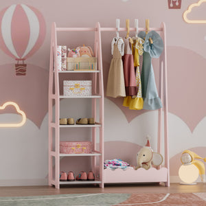 Barnklädhängare Vestnes 114x77x30 cm Cotton Candy/Vit [en.casa] - premiumXL