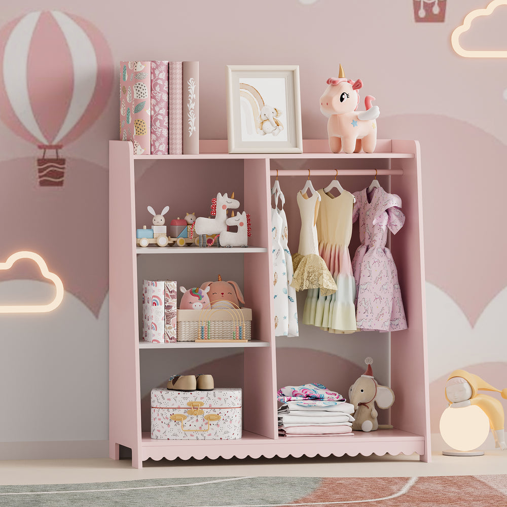 Barnklädhängare Vestnes 90x80x38 cm Cotton Candy/Vit [en.casa] - premiumXL