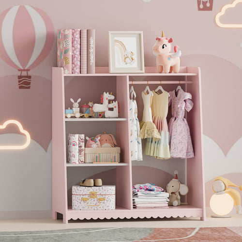 Barnklädhängare Vestnes 90x80x38 cm Cotton Candy/Vit [en.casa] - premiumXL