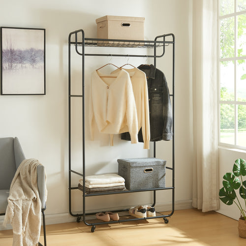 Rullbar klädställning Vestvågøy 176x90x40 cm Svart [en.casa] - premiumXL