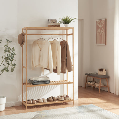 Garderobställ Herøy 165x100x35cm bambu [en.casa] - premiumXL