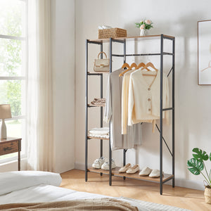 Garderobställ Hvidovre 170x100x35 cm Svart/Träfärgad [en.casa] - premiumXL