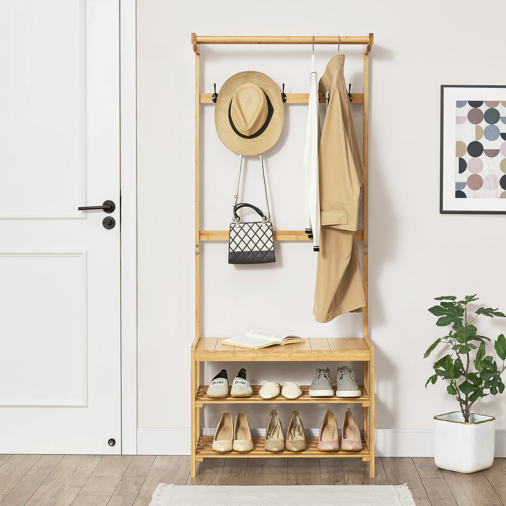 Klädhängare Tornio 168 x 70 x 35 cm i bambu natur [en.casa] - premiumXL