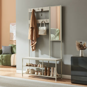Garderobsställning Napinerg med spegel och skohylla 185x98x34 cm [en.casa]