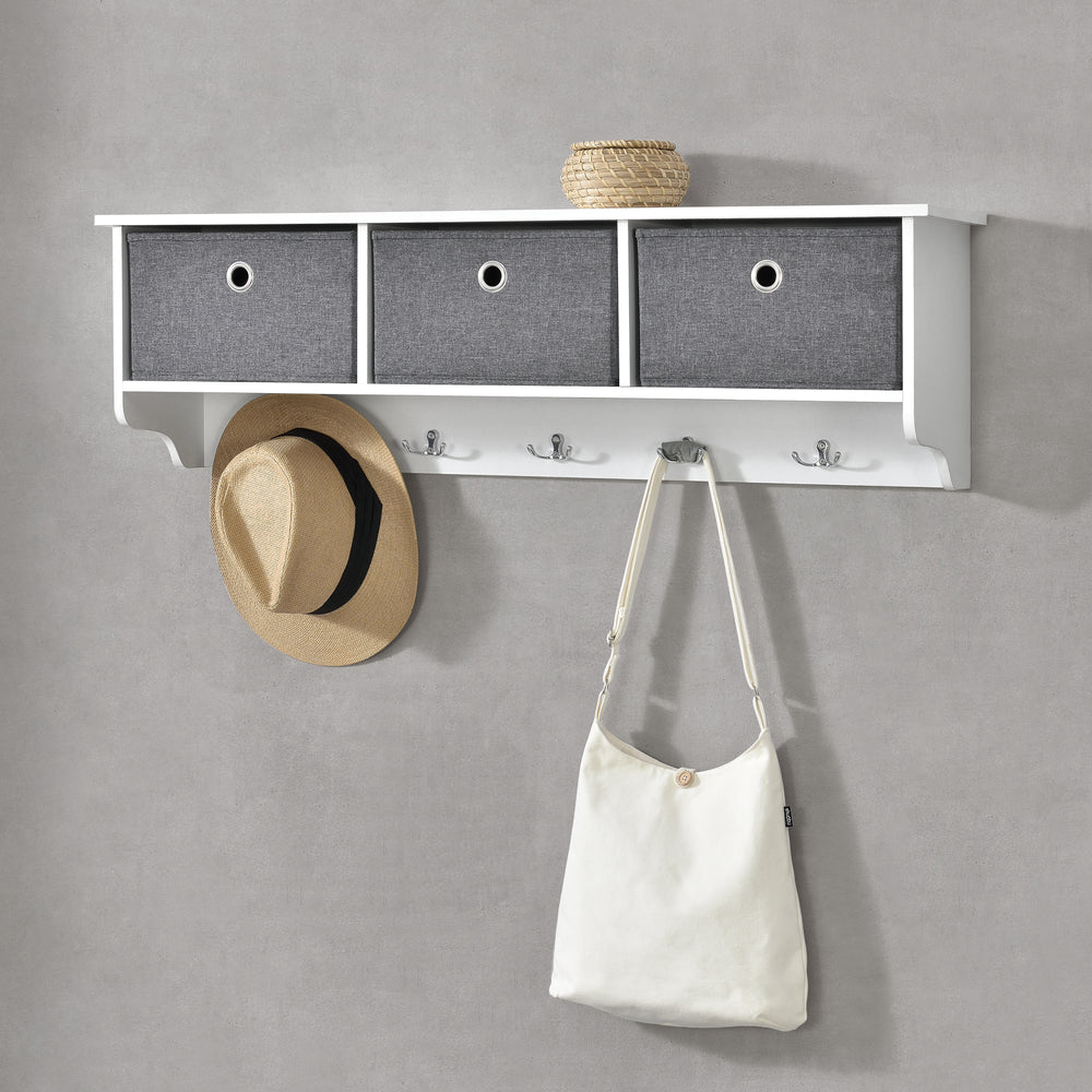 Väggklädhängare Horsens med förvaringslådor 100x20x30cm Vit/Grå en.casa - premiumXL