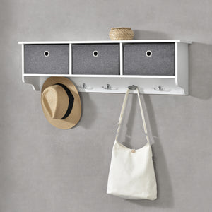 Väggklädhängare Horsens med förvaringslådor 100x20x30cm Vit/Grå en.casa - premiumXL