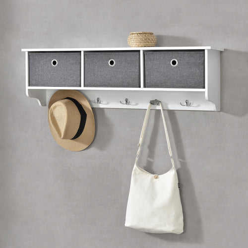 Väggklädhängare Horsens med förvaringslådor 100x20x30cm Vit/Grå en.casa - premiumXL