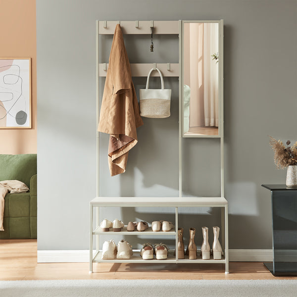 Garderobsställning Napinerg med spegel och skohylla 185x98x34 cm [en.casa]