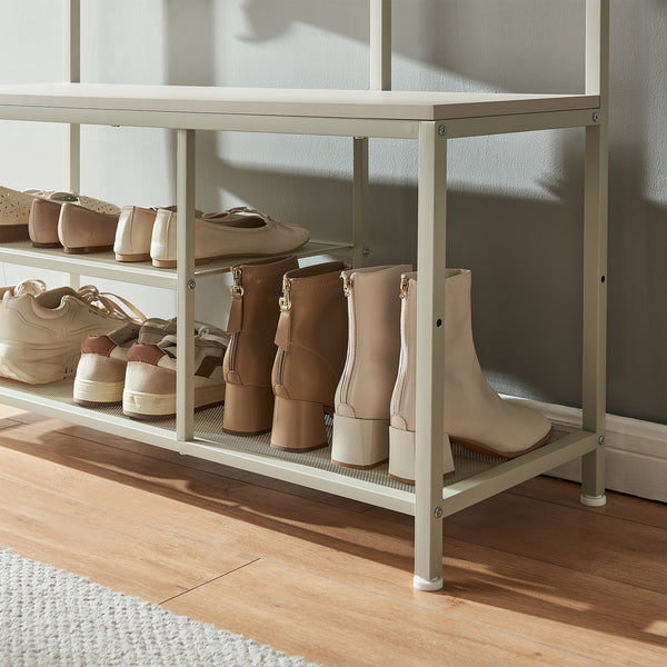 Garderobsställning Napinerg med spegel och skohylla 185x98x34 cm [en.casa]