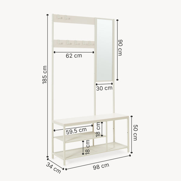 Garderobsställning Napinerg med spegel och skohylla 185x98x34 cm [en.casa]