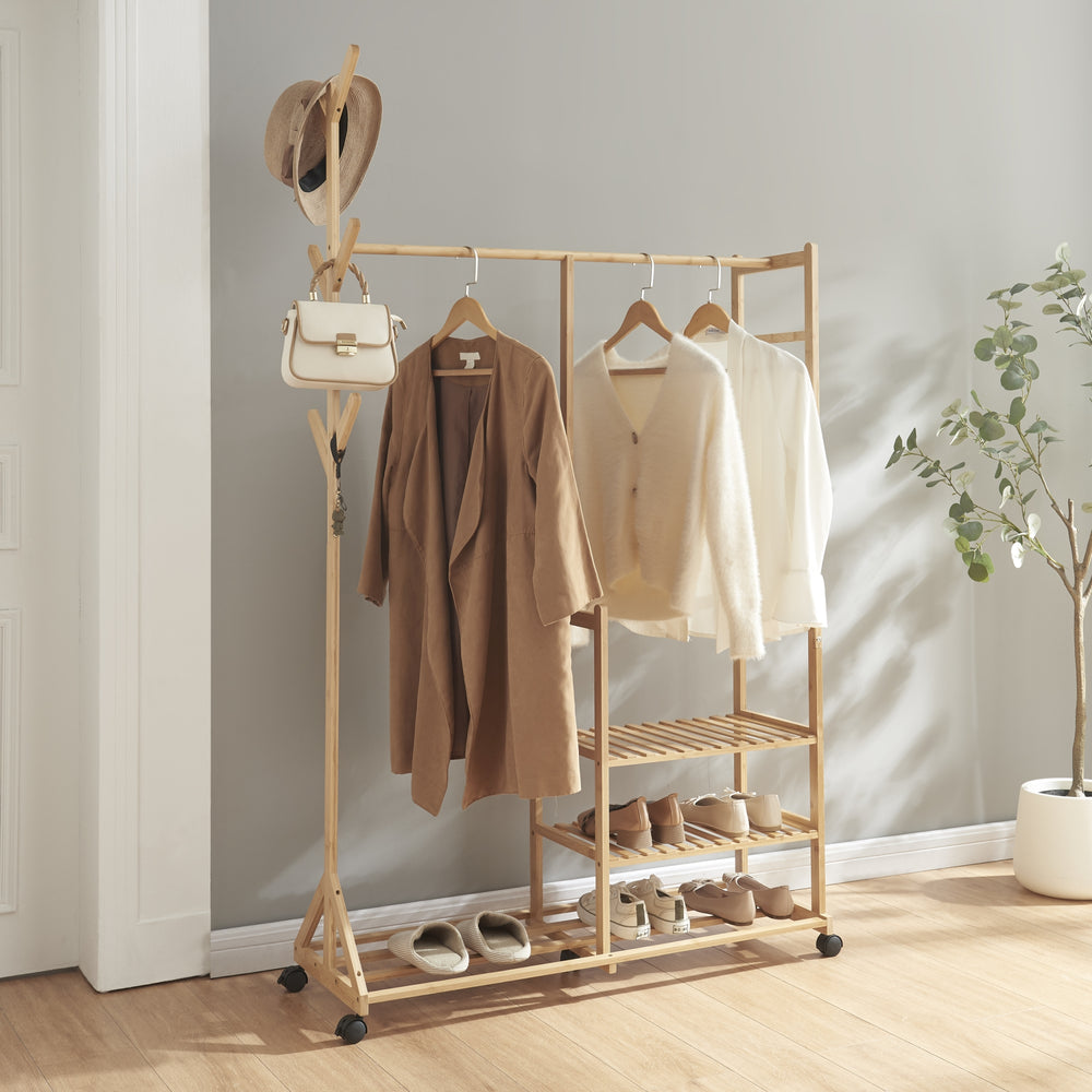 Rullbar klädställning Ikaalinen bambu [en.casa] - premiumXL