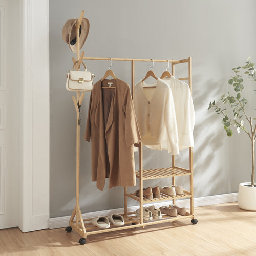 Rullbar klädställning Ikaalinen bambu [en.casa] - premiumXL