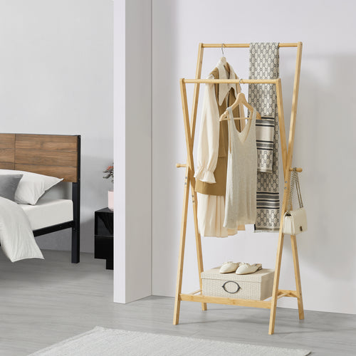 Garderobställ Keitele 150 x 60 x 42 cm bambu natur [en.casa] - premiumXL