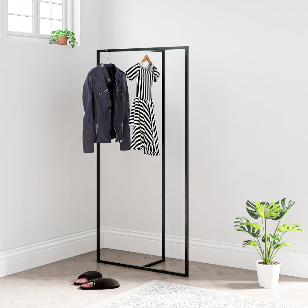 Garderobställ Hurdal 160x80x32cm Svart [en.casa] - premiumXL