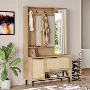 Kompaktgarderob Kvænangen 78x112x36 cm ek/rattanlook [en.casa] - premiumXL