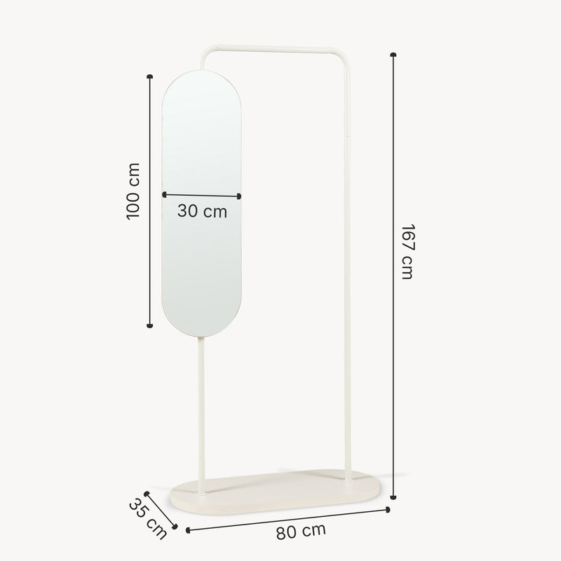 Måttskiss Garderobsställ Vamn med spegel 167x80x35 cm [en.casa]