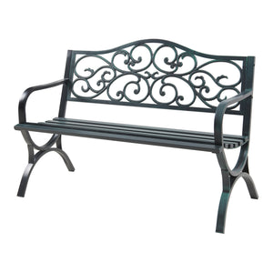 Trädgårdsbänk Utav 127x53x79 cm pulverlackerat stål [casa.pro] 
