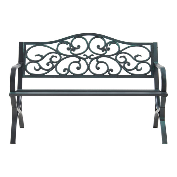 Trädgårdsbänk Utav 127x53x79 cm pulverlackerat stål [casa.pro] 