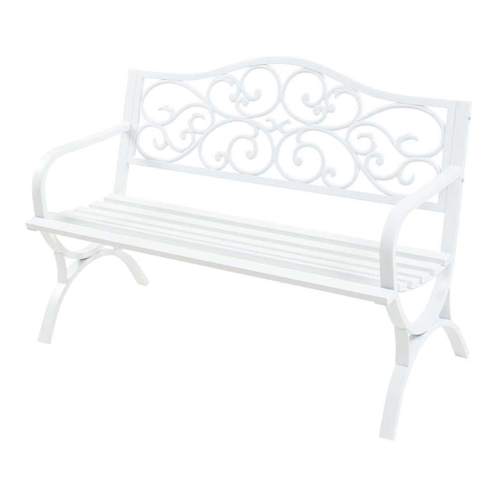 Trädgårdsbänk Utav 127x53x79 cm pulverlackerat stål [casa.pro] 