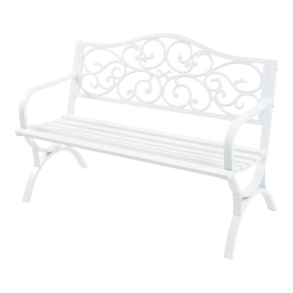 Trädgårdsbänk Utav 127x53x79 cm pulverlackerat stål [casa.pro] 