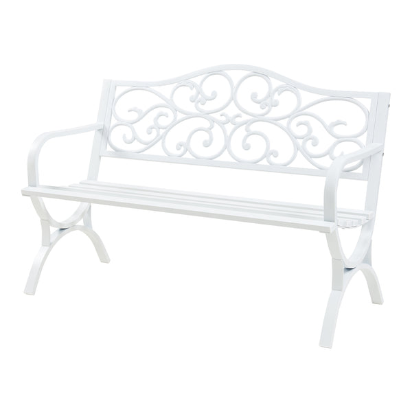 Trädgårdsbänk Utav 127x53x79 cm pulverlackerat stål [casa.pro] 